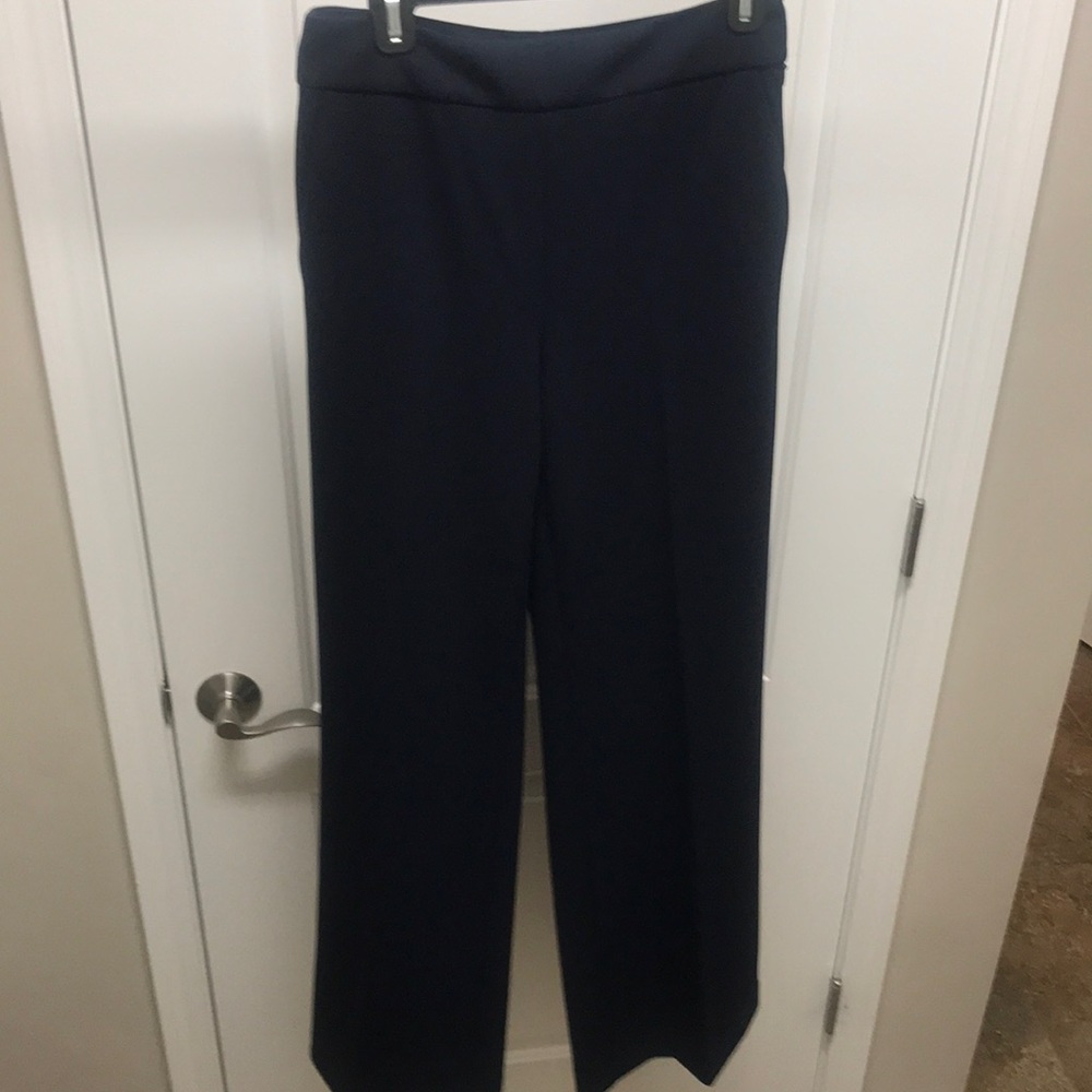 Side zip wide leg navy trouser